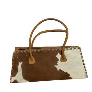 Alexis David Brown & White Cowhide Handmade in Mexico Braided Shoulder Bag